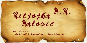 Miljojka Malović vizit kartica